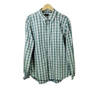 Apt. 9 Mens Green & Blue Plaid Button-Up Long Sleeve‎ Shirt XL 100% Cotton